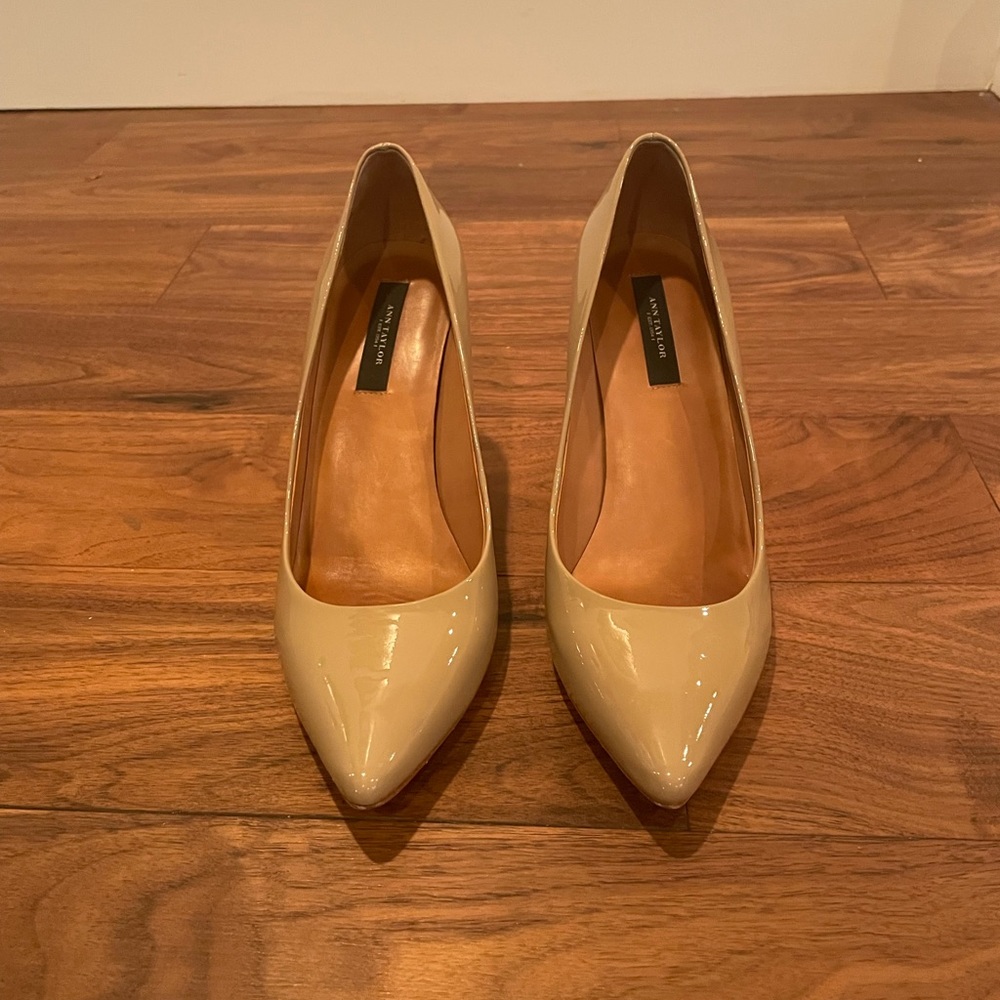 Ann Taylor pointy-toe nude patent heels